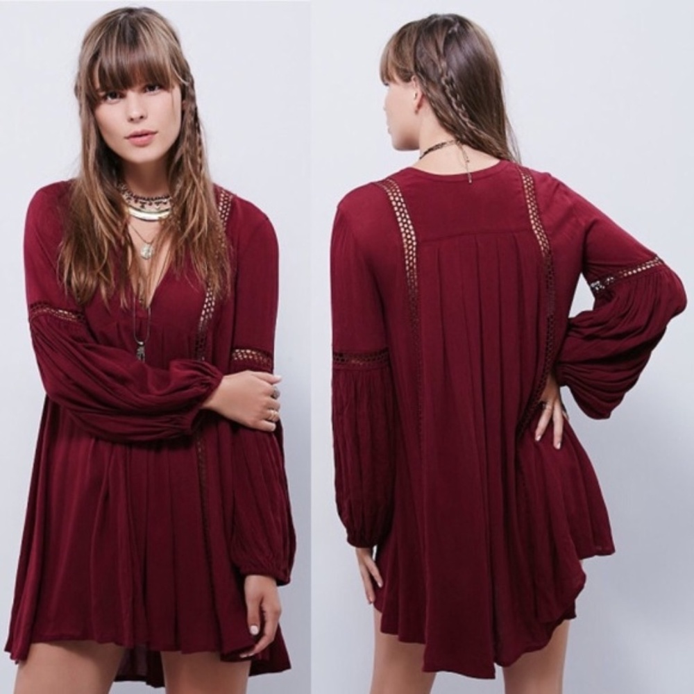 Free People baby doll Lace Inset Swing Tunic